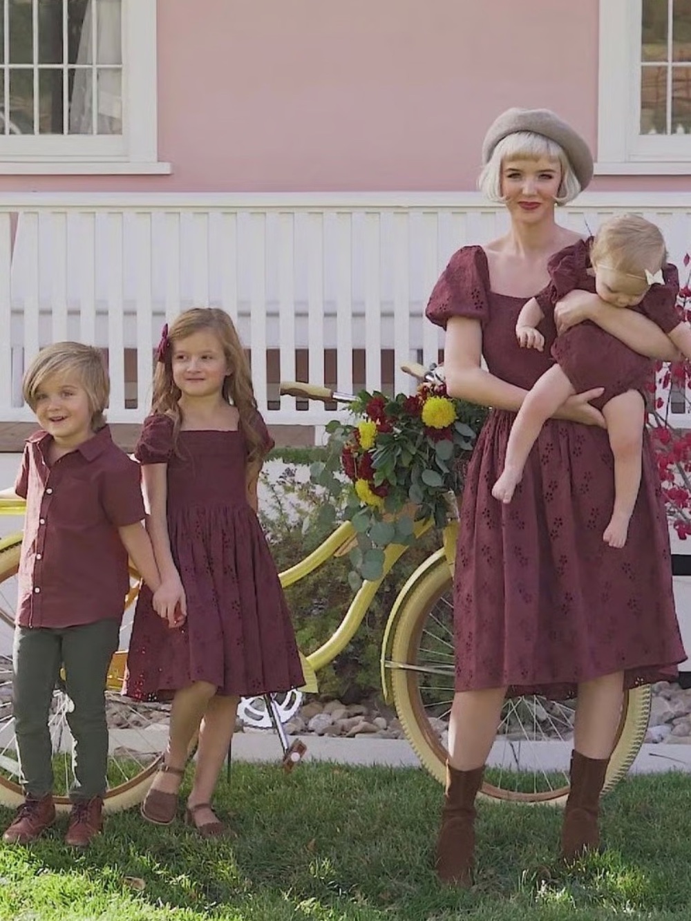 JessaKae Matching Mommy & Me Purple/Plum Eyelet Dresses (Women’s L, Mini 6/7)